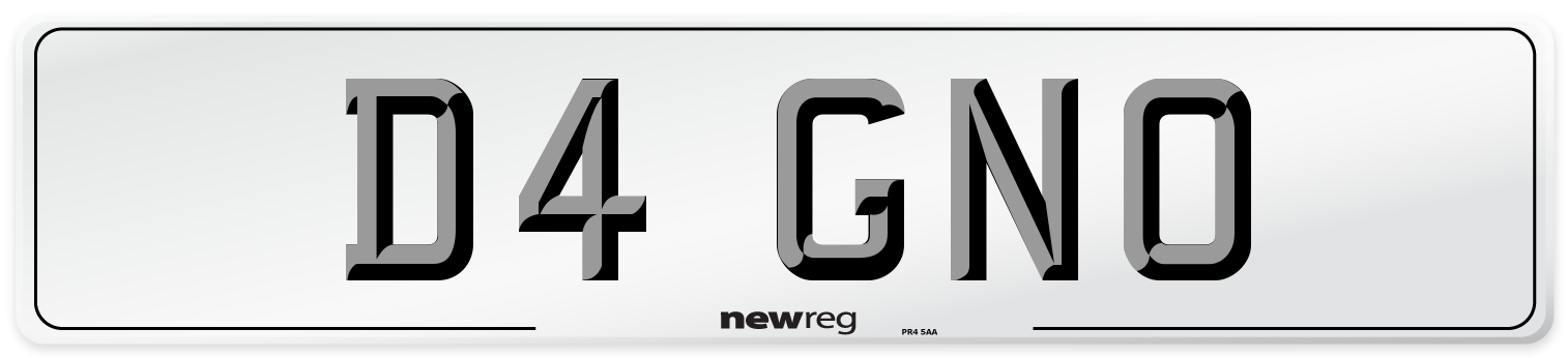 D4 GNO Number Plate from New Reg